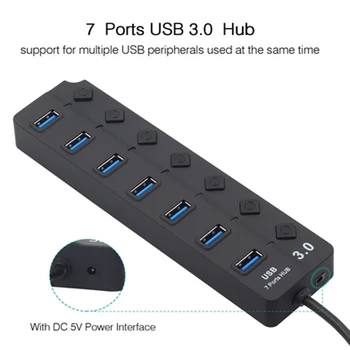 

Hot Sale USB Hub 3.0 USB Splitter Multi USB 3.0 Hub Multiple 7 Port Hab Splitters Computer Accessories Hub For PC Dropshipping