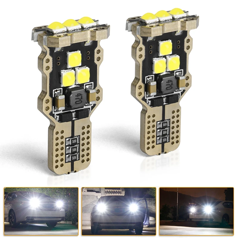 

2PCS T15 W16W LED Bulb 3030 9SMD Canbus Error Free Reverse Light Auto Signal Lamp Tail Lamp PC Super Bright White 6000K 12V