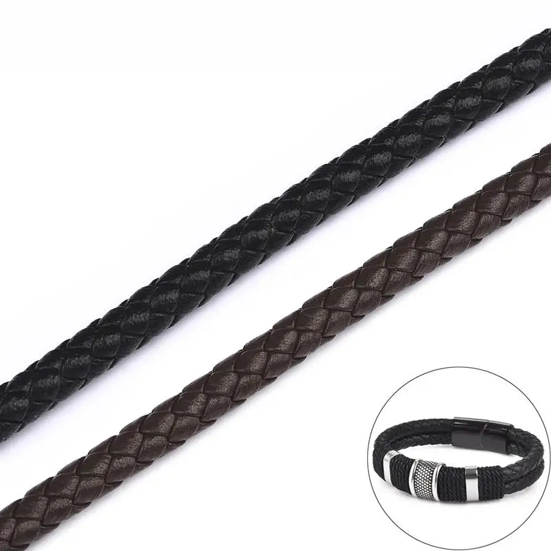 1m5m Braided Leather Cord 6mm Black Brown Color Round String Rope Bracelet Making DIY Handmade Jewelry Finding Supplies | Украшения и