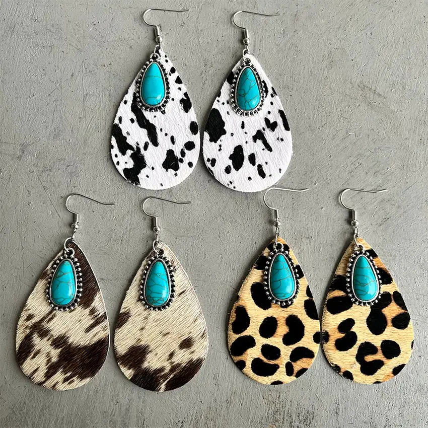 Leopard Print Teardrop Leather Earrings by Keep it Gypsy – Sweet