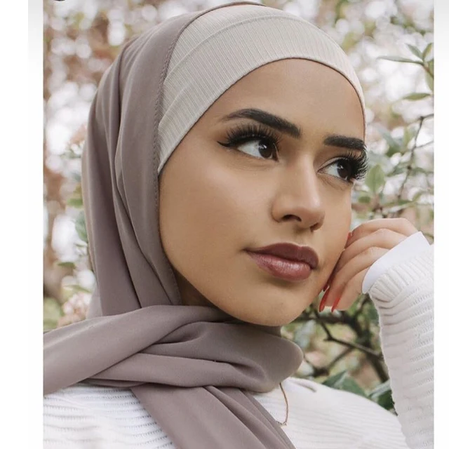 Hijab acanalado para mujeres musulmanas, gorros elásticos internos para debajo de la bufanda, diadema, turbante de tubo