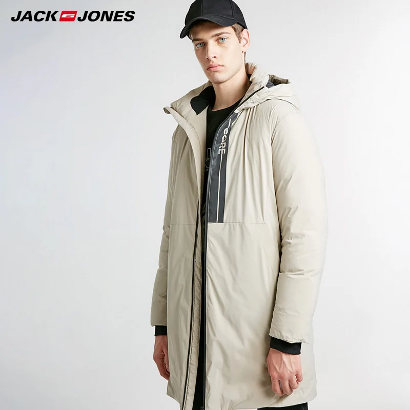 JackJones Mens Pure Color hooded jacket long warm coat Jacket | 218412526