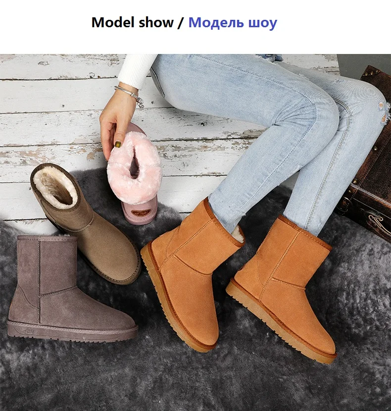 Новинка года; зимние ботинки из натуральной воловьей кожи классические женские ботильоны в австралийском стиле теплая зимняя обувь для женщин; botas mujer; Размеры 35-40