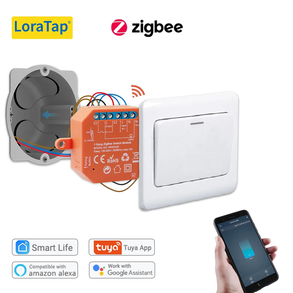 LoraTap Tuya ZigBee 3.0 светильник релейный модуль Smart Life Google Home Alexa приложение