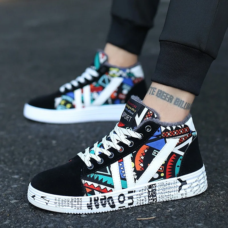 

Winter Men's High-top Board Shoe Couples Cotton-padded Shoes plus Velvet Warm Students Canvas Shoes Casual Fashion Man Shoes