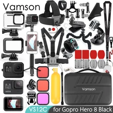 Vamson ل GoPro بطل 8 الأسود جبل Monopod اكسسوارات عدة مقاوم للماء الإسكان ل الذهاب برو 8 الرياضة كاميرا اكسسوارات VS12