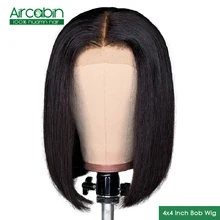 Aircabin Hair 4×4 Lace Closure Human Hair Wigs Brazilian Hair Short Bob Wig Non Remy For Black Women Glueless Lace Closure