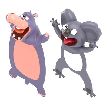 

3D Stereo Cartoon Animal Bookmarks Cute Koala Hippo PVC Creative Book Markers L4MD