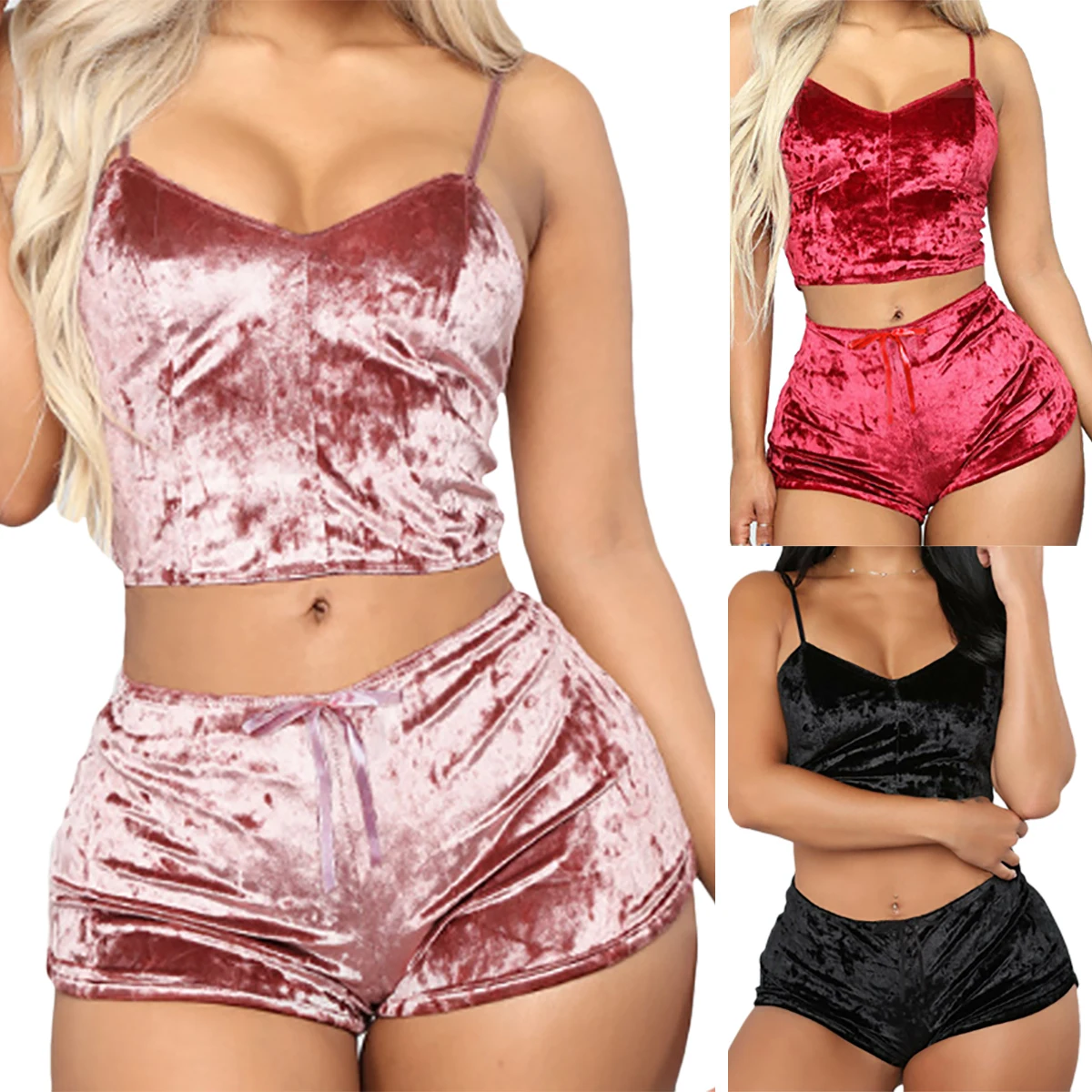 Комплекты из двух предметов с бюстгальтером бархатное сексуальное нижнее белье