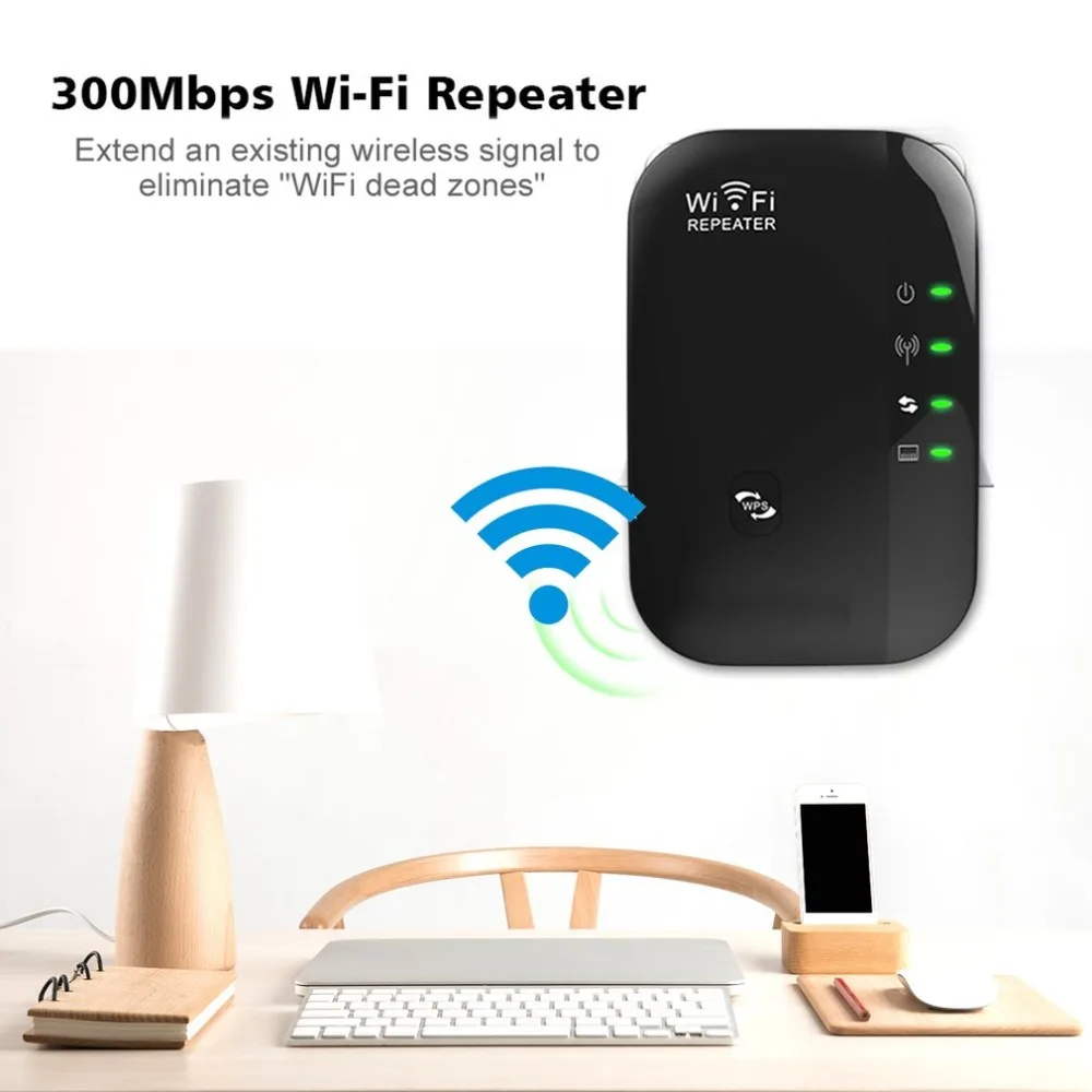 300Mbps Wireless Range Extender Repeater Portable WiFi Booster Internet Network Signal Enhancer