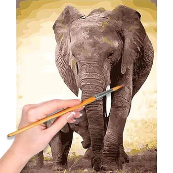 

Paint by Numbers Kit DIY Oil Painting Without Frame For Home Decoration Elephant Father and Son Decorative Paintings 40 x 50cm