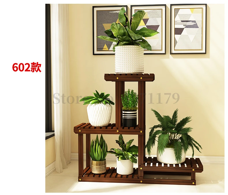 Landing Type Flower Airs Indoor Multi-storey Balcony Solid Wood Shelf Chlorophytum Flowerpot