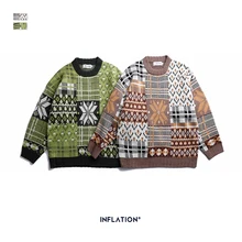 INFLATION, мужской осенне-зимний вязаный свитер с забавным принтом, мужские пуловеры, свитера, одежда для мужчин, Повседневная Уличная одежда, теплый свитер