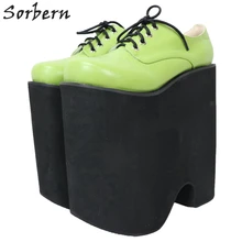 Sorbern женские туфли-лодочки зеленого цвета в стиле панк обувь на толстой платформе обувь Лолиты на шнуровке туфли-лодочки на очень высоком каблуке разных цветов