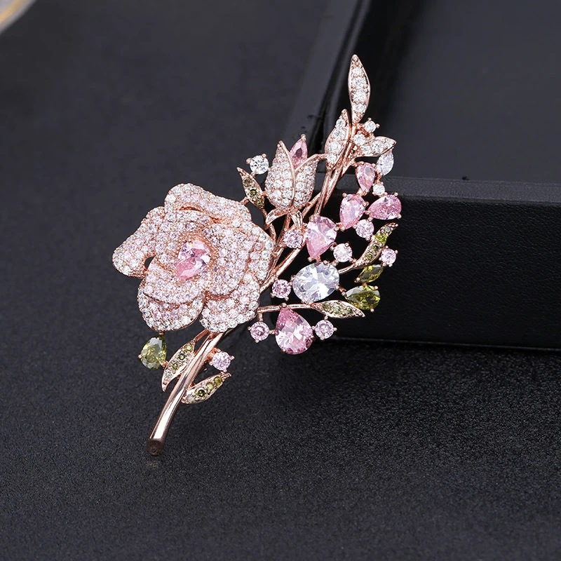 Beautiful Pink Rose Brooches for Women Suit Coat Dress