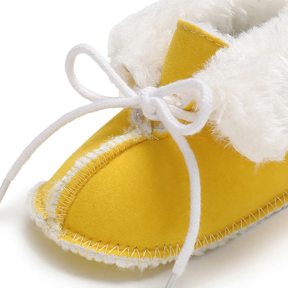 Детская обувь для малышей девочек и мальчиков, детские мягкие ботинки чистый цветная повязка зимние ботинки для новорожденных малышей из хлопка; теплая обувь