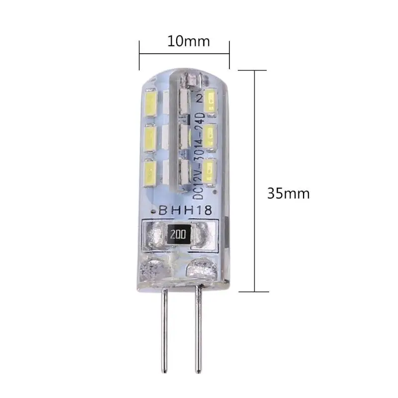 G4 светодиодный светильник 2 Вт AC/DC 12 В/24 в пост SMD3014 110LM Белый светодиодный силиконовая Кукуруза лампы светильник