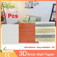 1 шт/5 шт 3D обои кирпичные настенные наклейки водонепроницаемые DIY самоклеящиеся Декор для спальни детская комната гостиная обои бумага