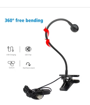 

Rechargeable USB Desk Lamp With Clip Holder USB Power Supply Led Table Lamp Flexible Foldable Eye Protection Reading Book Lights