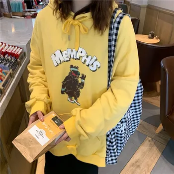 

Hoody Women kpop Drawstring Long Sleeve Plain Hoodies Casual Plus Size Sweatshirts Loose Pullover Regular Fit Long .w
