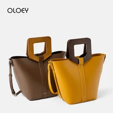 Винтажная модная женская сумка-тоут новая качественная женская сумка из искусственной кожи с деревянной ручкой дизайнерская сумка для покупок сумка-мессенджер Bolsas