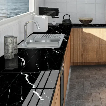 

Black Marble Kitchen Countertop Sticker Self Stick Waterproof Wallpaper Living Room Bedroom Home Decor Floor Sticker Wall Decals
