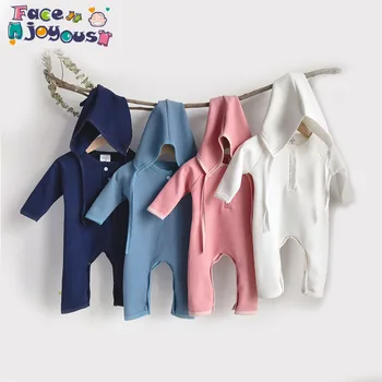 

Newborn Baby Romper Boys And Girls Ribbed Clothes Baby Long-sleeved Jumpsuit And Hat 2pcs Infant Toddler Clothing Set