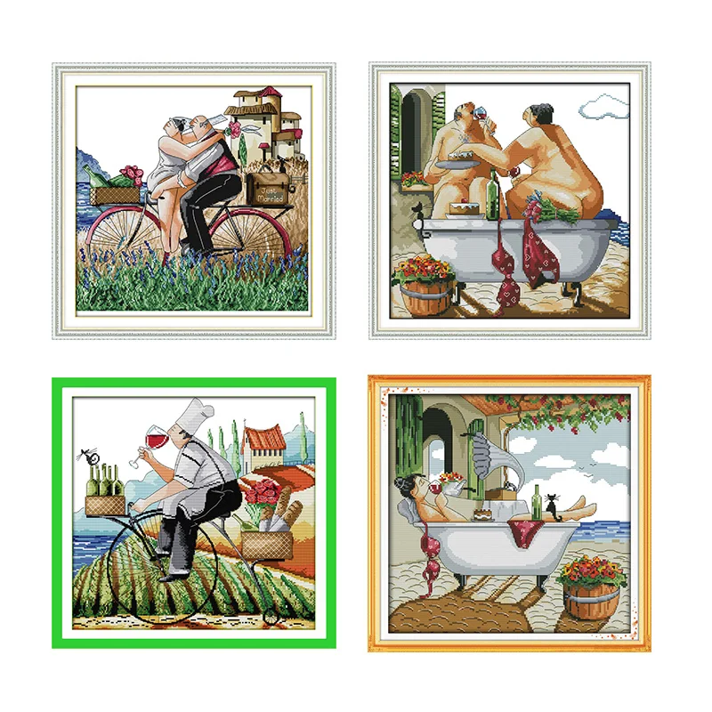 Enjoy Life Series Character Pattern Count Cross Stitch Set 14ct 11ct Needlework Embroidery Kit Home Decoration Painting | Дом и сад