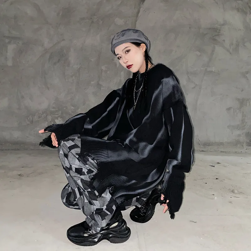 

Autumn And Winter Street Harajuku Bf Wind Pullover Retro Hole Loose Couple Long Sleeve Crew Neck Sweatshirt 2020