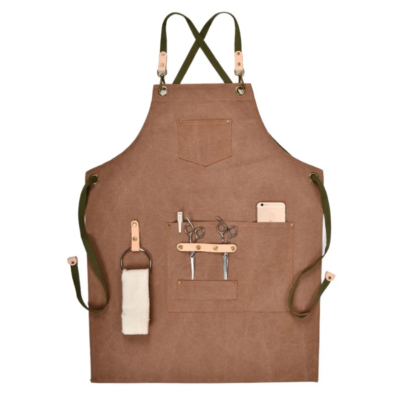 

BBQ Apron Bib Chef Kitchen Apron Female Men Barista Bartender Pocket Family Barber Chef Coffee Restaurant