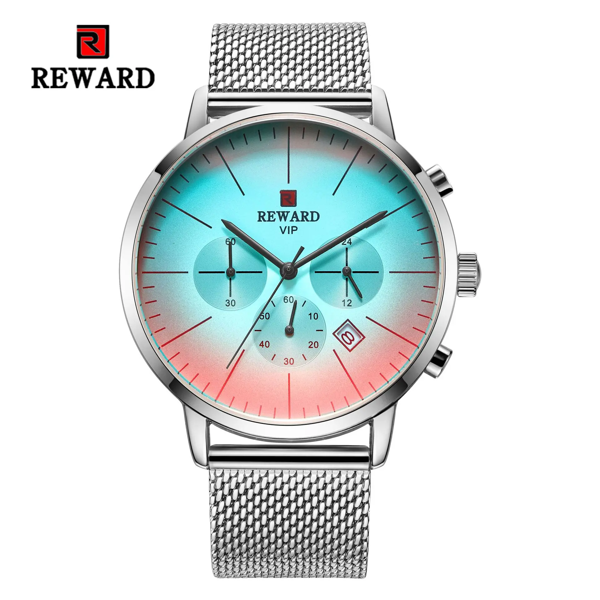 Модные мужские красочные спортивные водонепроницаемые часы из нержавеющей стали с сетчатым ремешком деловые наручные часы энергичные мужские цифровые наручные часы