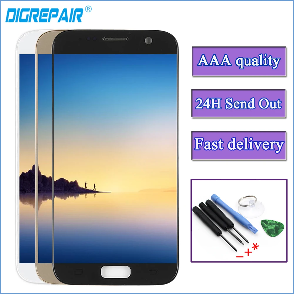 

G930F LCD For Samsung Galaxy S7 G930F G930A G930V LCD Display Touch Screen Digitizer Replacements AAA For Samsung S7 LCD Screen