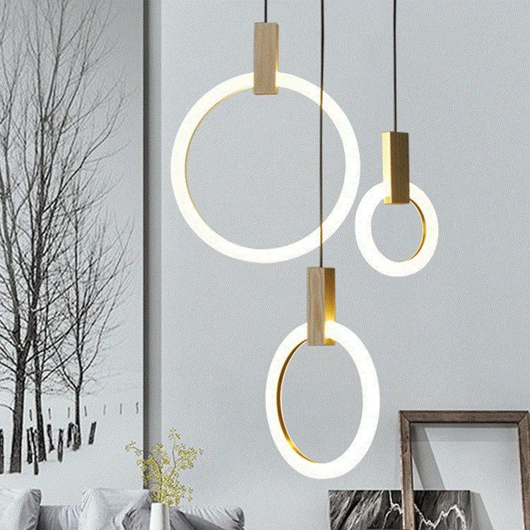 

Modern Pendant Light For Lobby Dining Room Single Ring Arts Decoration Lighting Antique Gold Suspension Pendant Lamp E14 Lights