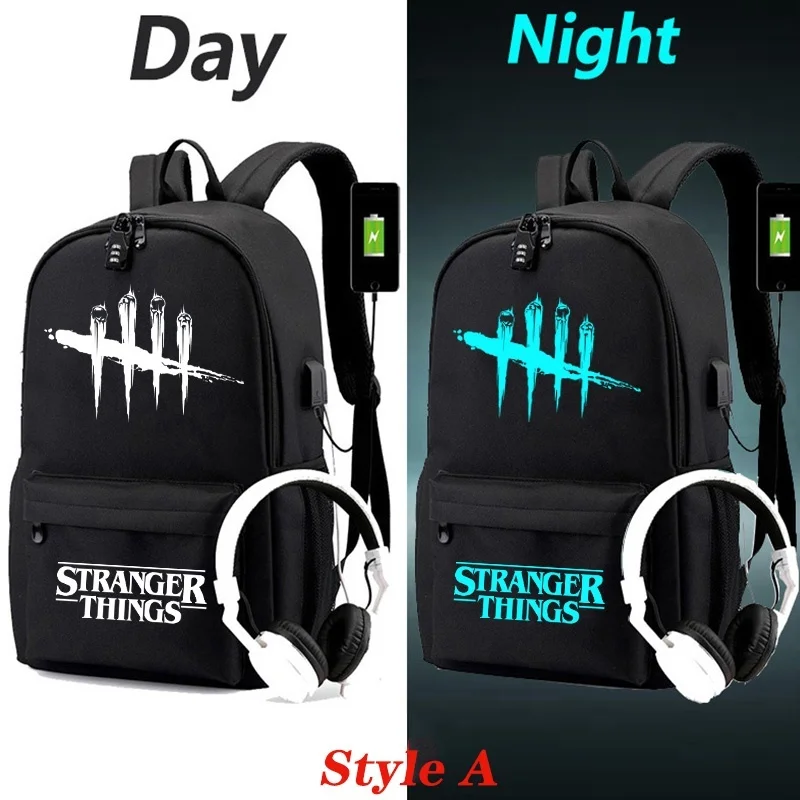 IMIDO светящиеся рюкзаки для школьников, черный рюкзак с большой вместительностью через плечо, usb зарядка, дорожные сумки - Цвет: Style A