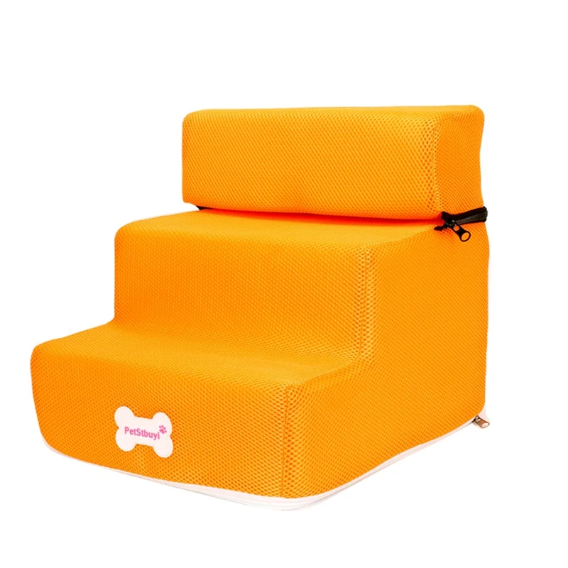 Orange Домик для собак, лестница для собак, маленький домик для щенков, кошек, лестницы для питомцев, 3 ступени, лестница, противоскользящая Съемная кровать для собак, лестницы для домашних животных - Цвет: Orange