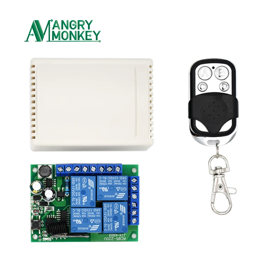 AM2204 and 1AM4K01L Angry monkey 433Mhz пульт дистанционного управления беспроводной переключатель AC 85V~ 250V 220V 4 chann релейный модуль приемника и 2 штуки управления 433 mhz - Цвет: AM2204 and 1AM4K01L