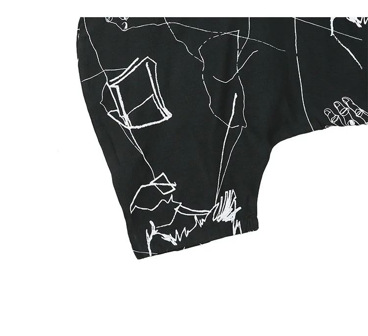 Fashion Tide Spring New Print Hanging Conjoin Jumpsuit Black Personality Street Large Size Trousers Female's Pants YG59111