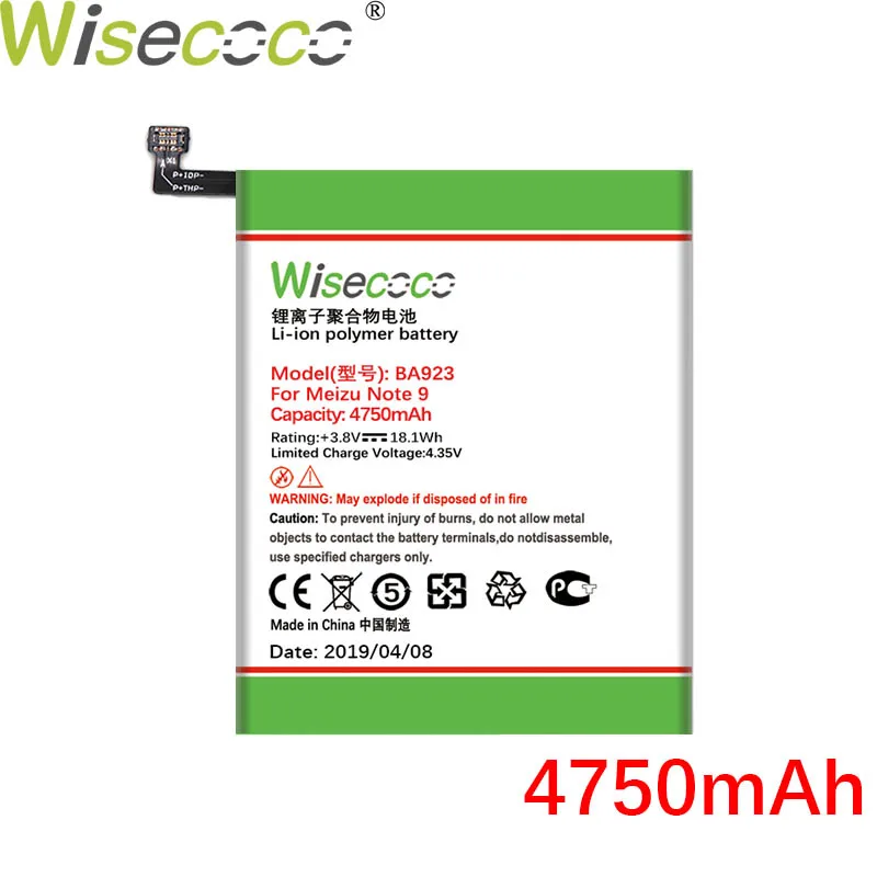 Wisecoco BA923 4750 мАч аккумулятор для Mei zu Note 9 M9 смартфон Замена батареи+ номер отслеживания