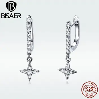 

BISAER Earrings for Women 925 Sterling Silver Twinkling Night Star Sparkling Tiny Drop Earrings 2019 Original New Jewelry GXE446