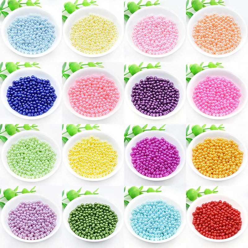4mm 500pcs Without Holes Colorful Round Acrylic Sewing Pearl Beads Clothes Headwear Shoes Bag Craft Beaded DIY Jewelry Making | Дом и сад