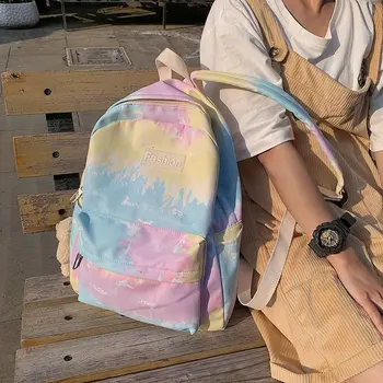 

LITTHING Women Backpack Tie Dye Mixed Color Women Shoulder Bag Fashion School Bag For Teenage Girl Children Backpacks Travel Bag