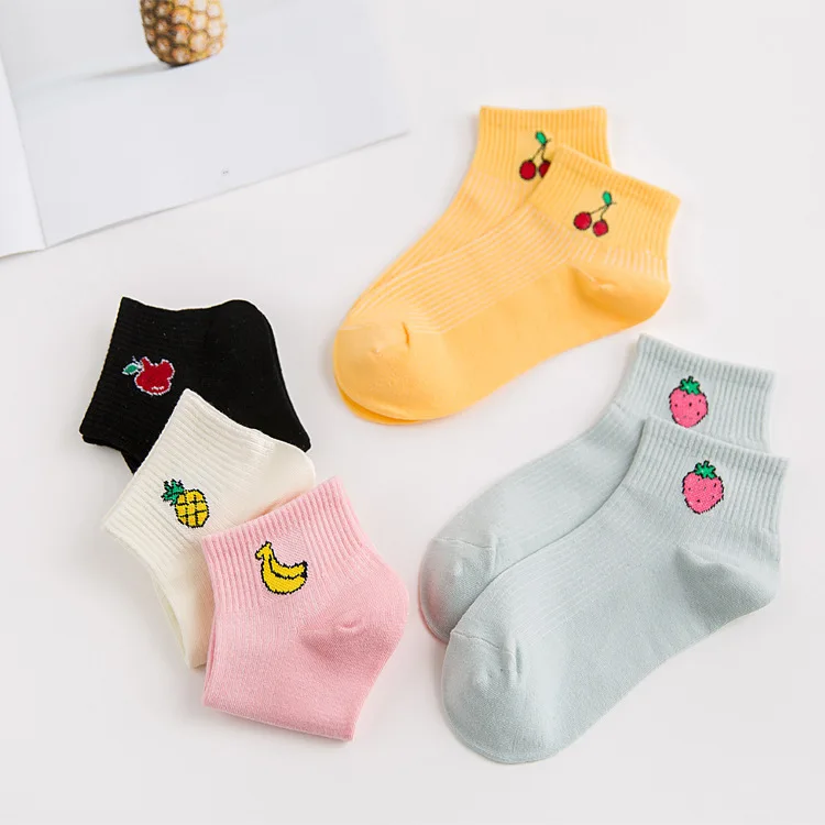 Spring And Summer New Style Adult Socks Wholesale Orange Days Cotton Goods Women's Pure Cotton Japanese Korean Fruit-College Sty