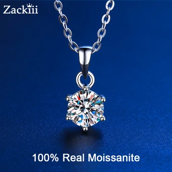 100% Real Moissanite Necklace 1CT 2CT 3CT VVS Lab Diamond Pendant Necklaces for Women Men Gift Sterling Silver Wedding Jewelry