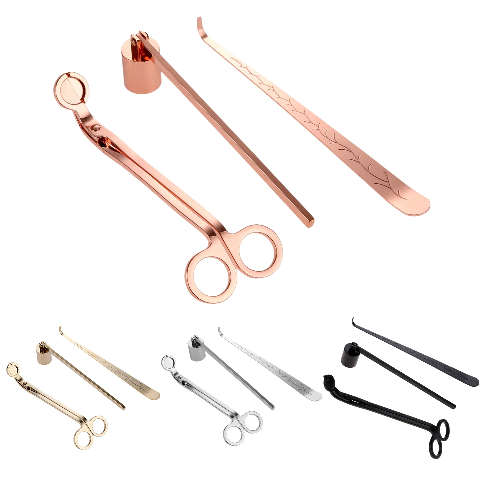 Stainless Wick Snuffer Hook Clipper Candle Trimmer Oil Lamp Trim Scissor Cutter Tools Set