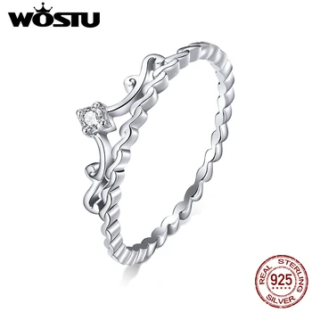 

WOSTU 2020 New Arrival 925 Sterling Silver Crown Rings BNzzling Zircon Wedding Ring Finger For Women Engagement Jewelry BNR099