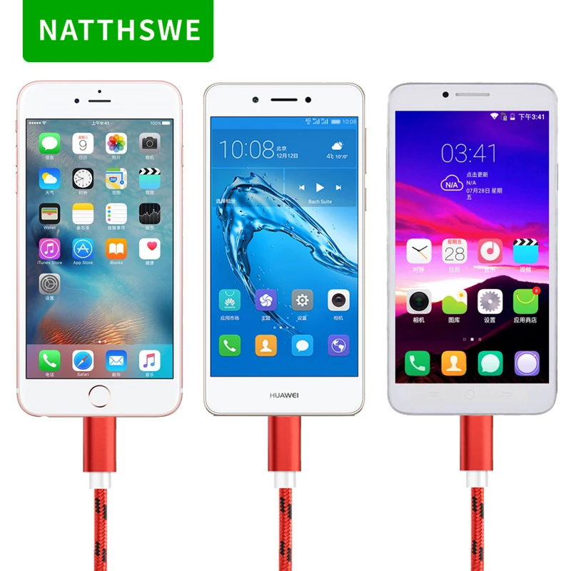 NATTHSWE 3 в 1 Магнитный кабель для быстрой зарядки Micro usb type C линия передачи данных iPhone