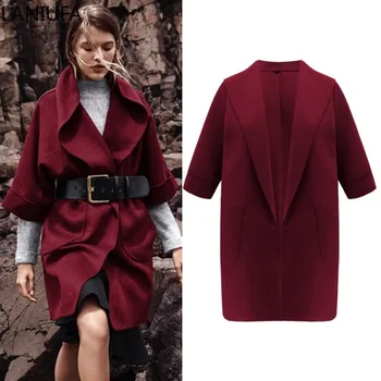 

fashion Long Autumn Winter Coat Women Wool Blends Coats Female Jacke Woman Coat Warm Wool Blends Coat Women Jackets mujer P158