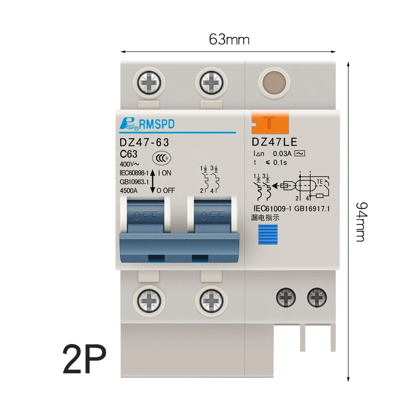 Прерыватель de fuga de la tierra del женщины в китайском стиле rmspd DZ47LE 1 P 2 P 3 P 4 P 10/16/20/32/60A disyuntor 63