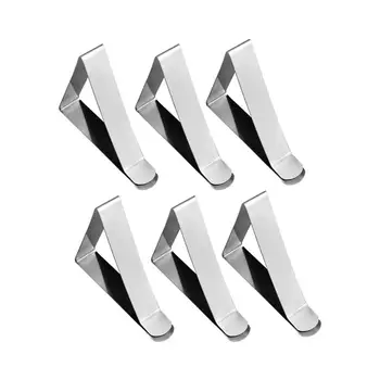 

6 Pcs Tablecloth Clips Adjustable Stainless Steel Table Cloth Clamps Table Cover Holders Securing Clips For Restaurant Kitchen