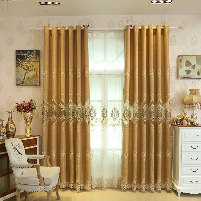 

European Style Woven Embroidered Curtain Hollow Half Shading Curtain Blackout Curtains Curtains for Bedroom for Living Room